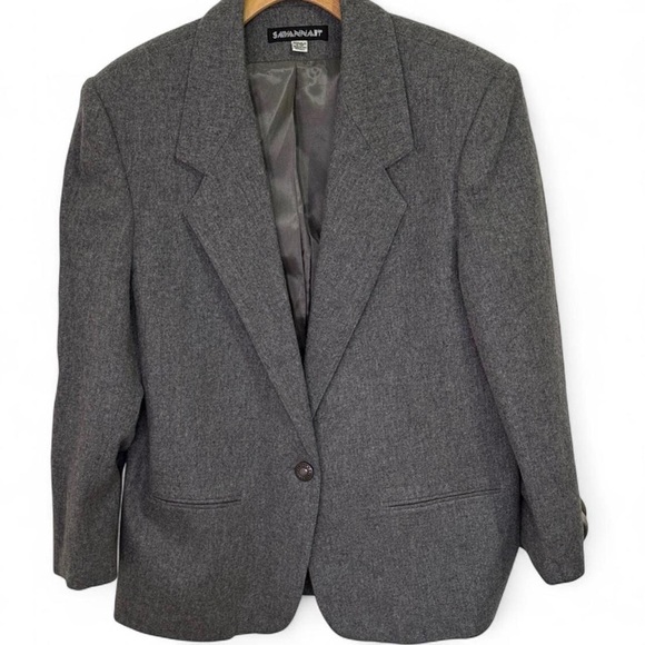 Vintage Charcoal Gray Wool Blazer Size L (see measurements) - Picture 3 of 6
